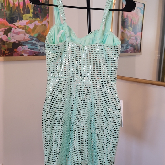 NWT Wear Your Love Mint Green Disco Ball Dress Adjustable Straps Size 2 - Picture 3 of 4